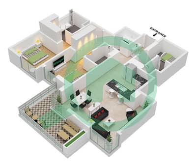 المخططات الطابقية لتصميم النموذج / الوحدة 2 / UNIT 4 FLOOR 1-5 شقة 2 غرفة نوم - سيليا