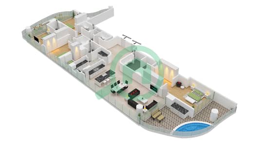 Mr. C Residences - Grundriss für 4 Schlafzimmer Wohnung Typ/Einheit B3 / UNIT 2 FLOOR 2,3