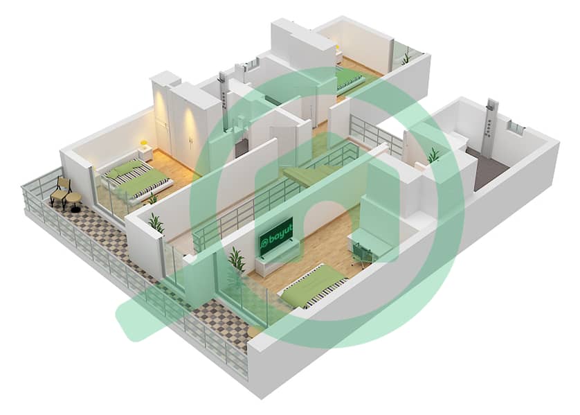 Type Magnolia B First Floor Rivera - 4 Slaapkamers Villa Type MAGNOLIA-B Plattegrond Type Magnolia B First Floor interactive3D