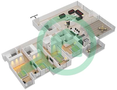 Noora - 4 Bed Apartments Unit 01 / Floor 64 Floor plan