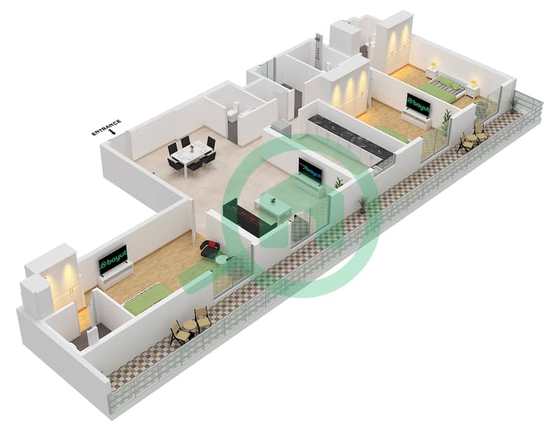 Equiti Arcade - 3 Bedroom Apartment Unit 05 FLOOR 2-13 Floor plan Unit 05 Floor 2-13 interactive3D