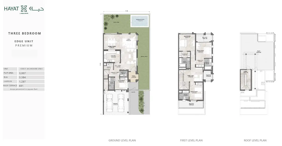 3 BR floor plan