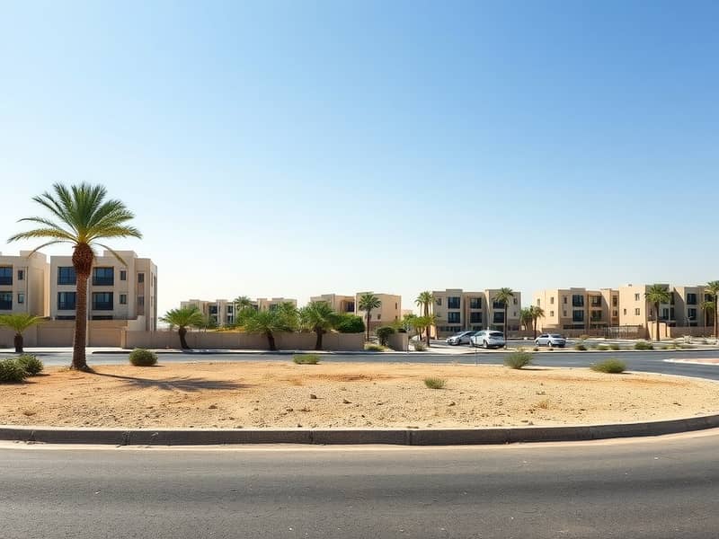 4 A_vacant_villa_plot_located_on_the_main_road_in_a_residential_area_of_the_UAE. _The_scene_includes_an_empty_plot_of_land_with_sparse_vegetation_bordered_by_a_low_fence. _In_the_background_modern_residential_buildings_c. jpeg