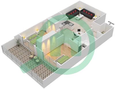 Resortz by Danube - 2 Bed Apartments Unit G07 Floor plan
