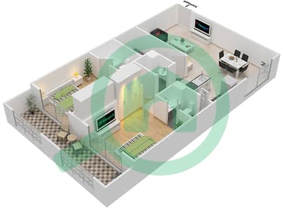 Resortz by Danube - 2 Bed Apartments Unit 228 Floor plan