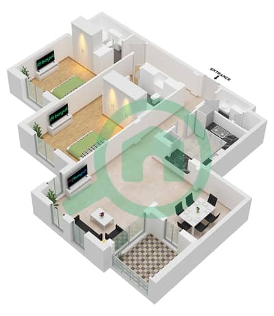 Zanzebeel 3 - Planimetria del piano di 2 Camere Appartamento Unità 4 FLOOR 1-3 Zanzebeel 3 - Planimetria del piano di 2 Camere Appartamento Unità 4 FLOOR 1-3