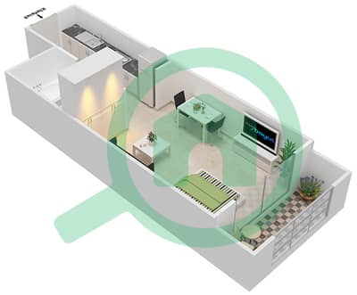 المخططات الطابقية لتصميم الوحدة 402,404,413 شقة استوديو - ريزورتز من دانوب