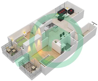 Resortz by Danube - 2 Bed Apartments Unit 429 Floor plan