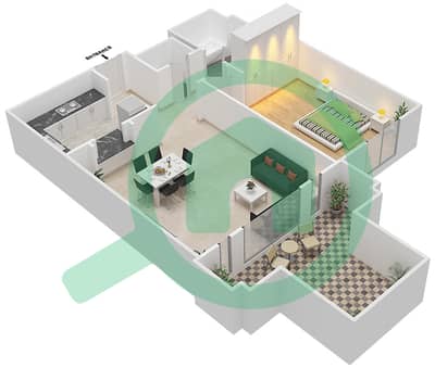 米斯卡4号楼 - 1 卧室公寓单位1 FLOOR 1戶型图