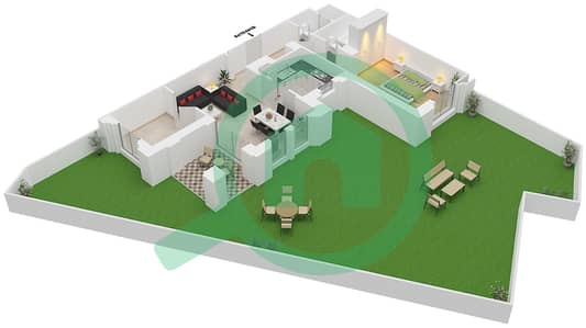 المخططات الطابقية لتصميم الوحدة 3 GROUND FLOOR شقة 1 غرفة نوم - مسکة 4