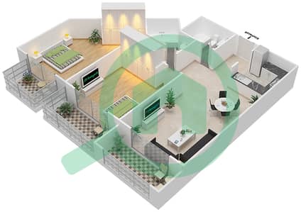 Resortz by Danube - 2 Bedroom Apartment Unit 409 Floor plan