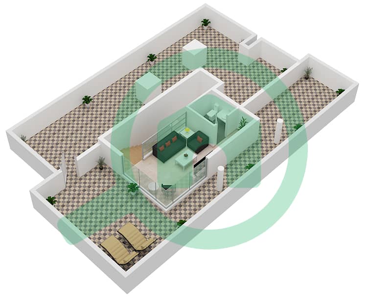 June - Planimetria del piano di 5 Camere Villa Tipo SEMI DETACHED VILLA-1 interactive3D
