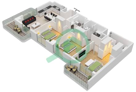 Pier Point 1 - 3 Bedroom Apartment Type/unit A1 / UNIT 3 FLOOR 2-9 Floor plan Pier Point 1 - 3 Bedroom Apartment Type/unit A1 / UNIT 3 FLOOR 2-9 Floor plan