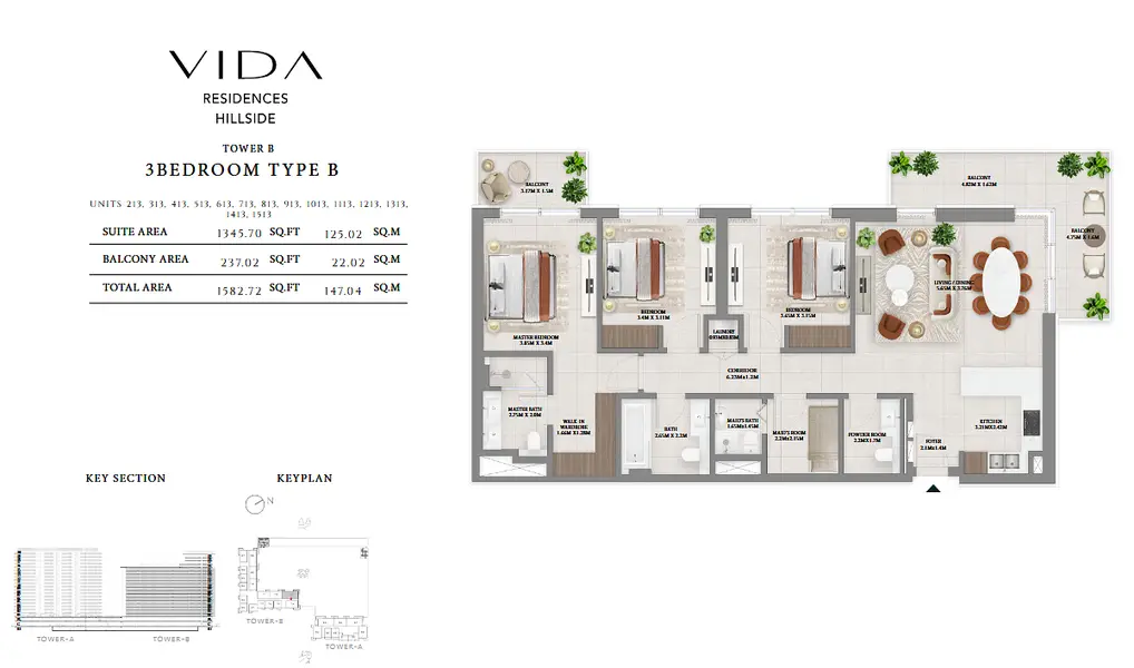 3 BR floor plan