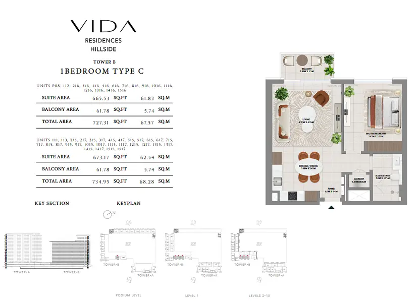 1 BR floor plan