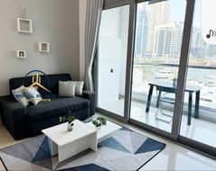 استوديو مفروش | إطلالة على المارينا | شرفة | برج DEC 2