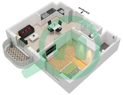 Savannah - Grundriss für 1 Schlafzimmer Wohnung Typ A