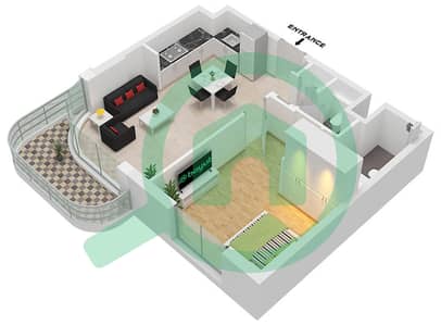 Savannah - Grundriss für 1 Schlafzimmer Wohnung Typ B