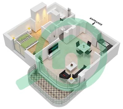 Savannah - Grundriss für 1 Schlafzimmer Wohnung Typ C