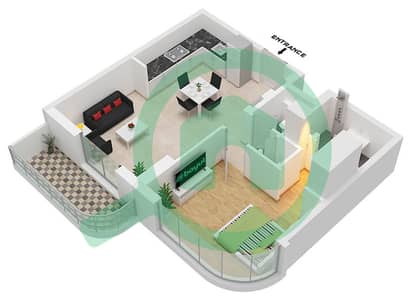 Savannah - Grundriss für 1 Schlafzimmer Wohnung Typ D