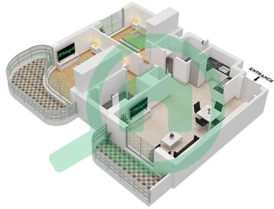 Savannah - Grundriss für 2 Schlafzimmer Wohnung Typ E