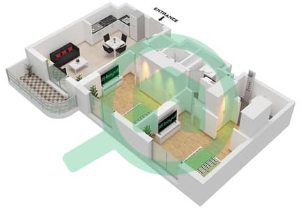 Savannah - Grundriss für 2 Schlafzimmer Wohnung Typ F