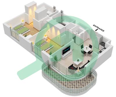 Savannah - Grundriss für 2 Schlafzimmer Wohnung Typ D