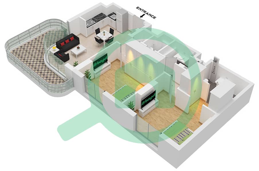 Type G Savannah - Planimetria del piano di 2 Camere Appartamento Tipo G Type G interactive3D