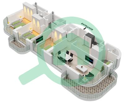 Savannah - Grundriss für 3 Schlafzimmer Wohnung Typ B