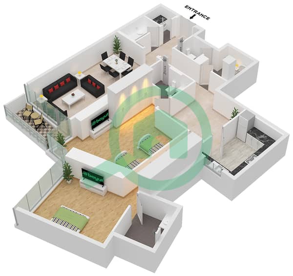 Type B-10 Unit 6 Floor 3-14,16-29,31-44