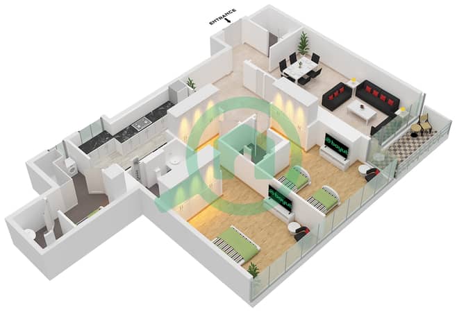 Type B-11 Unit 8 Floor 3-14,16-29,31-44 Type B-11 Unit 8 Floor 3-14,16-29,31-44