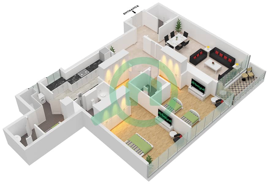 Joud - 2 Bedroom Apartment Type/unit B-11 / UNIT 8 FLOOR 3-14 Floor plan Type B-11 Unit 8 Floor 3-14,16-29,31-44 interactive3D