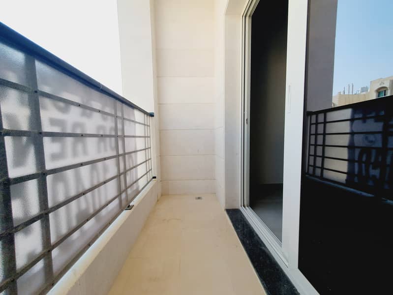 Brand new 1bhk with balcony and 2 washroom separate hall near to al zahia city center price 40k