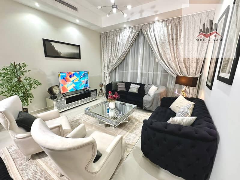 Sharjah, Al Nahda: One bedroom, living room, kitchen, and two bathrooms. Price: 6000 AED, including internet, parking, gym, and swimming pool.