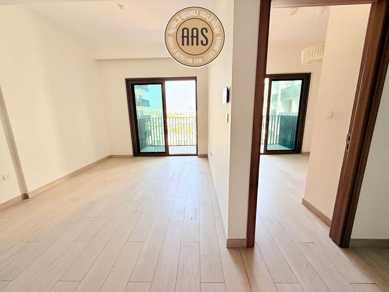 Pool view chiller free spacious 1bhk with kitchen appliances in al furjan Dubai