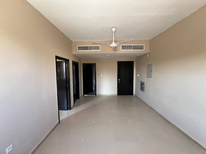 1-bedroom apartment for annual rent in Al Mowaihat, Ajman, with 1 bathroom and central AC, prime location near McDonald’s and Saudi German Hospital, f