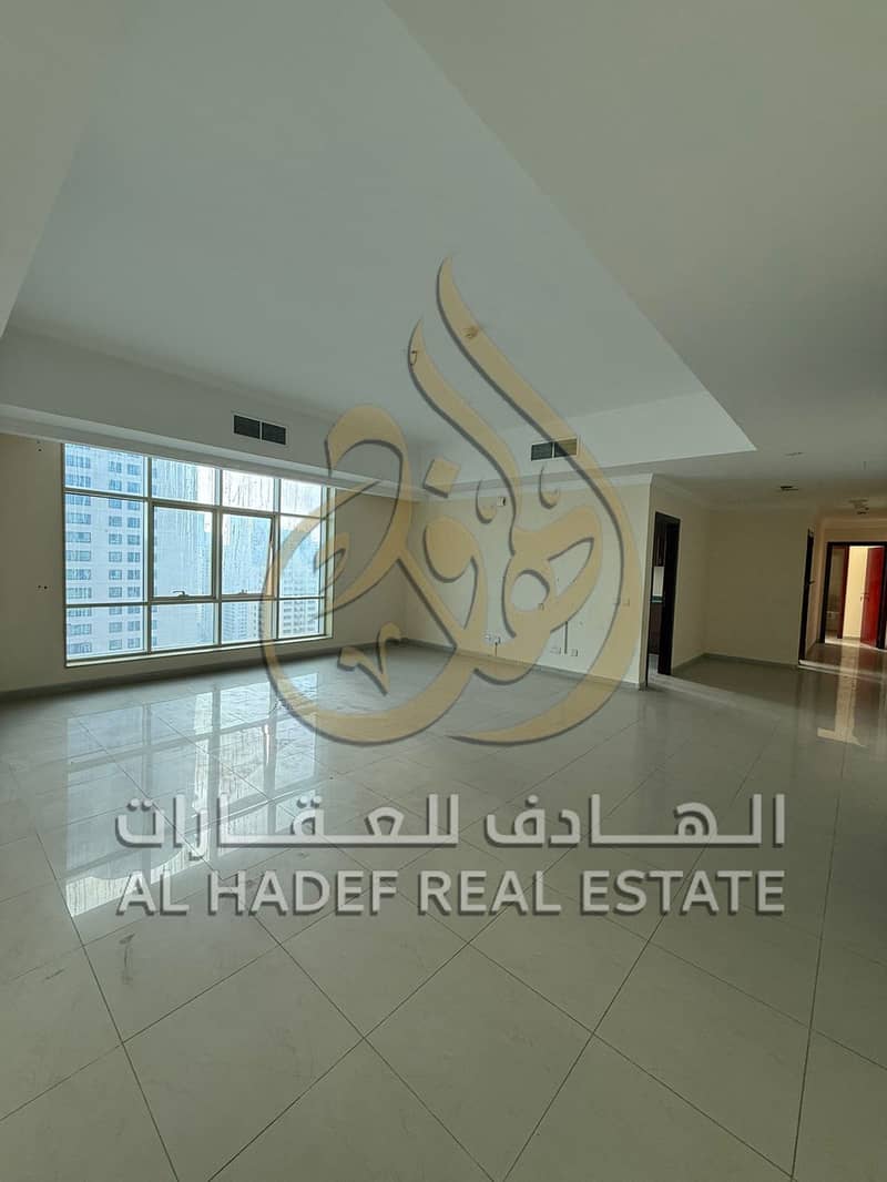 For annual rent in Al Taawun. A 2-bedroom apartment with a living hall is available in a family-only tower. The building offers several features inclu