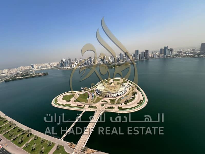 A 4-bedroom apartment with a living room is available in Al Majaz 3 with a direct sea view. Air conditioning covered by the landlordFree parking for