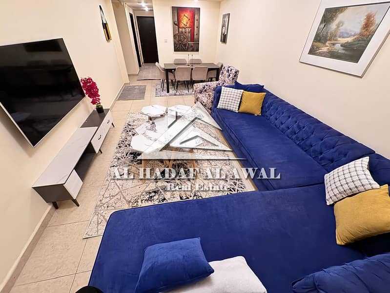 For monthly rent, a 1room and a hall in Al Khan area with free internet