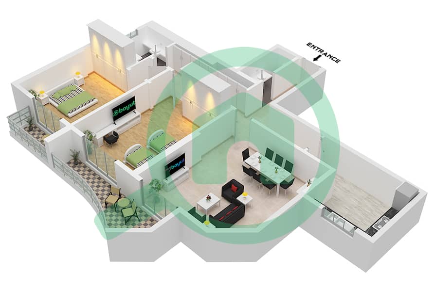 Floor plans for Unit 11 FLOOR 2-30 2-bedroom Apartments in Oasis Tower ...
