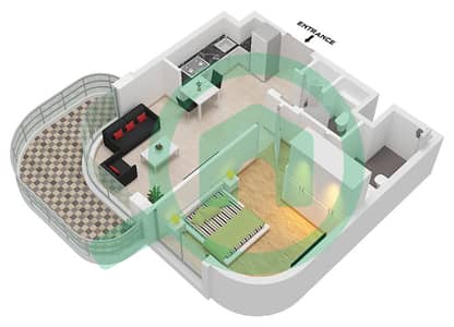 Savannah - Grundriss für 1 Schlafzimmer Wohnung Typ E