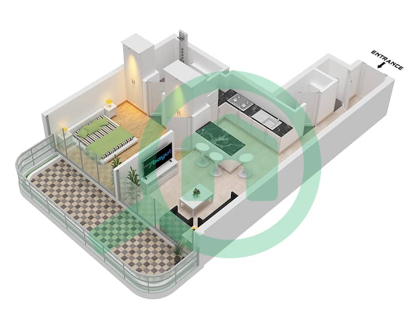 MAK I'Sola Bella - 1 Bedroom Apartment Unit 6 FLOOR 13,15 Floor plan Unit 6 Floor 13,15 interactive3D