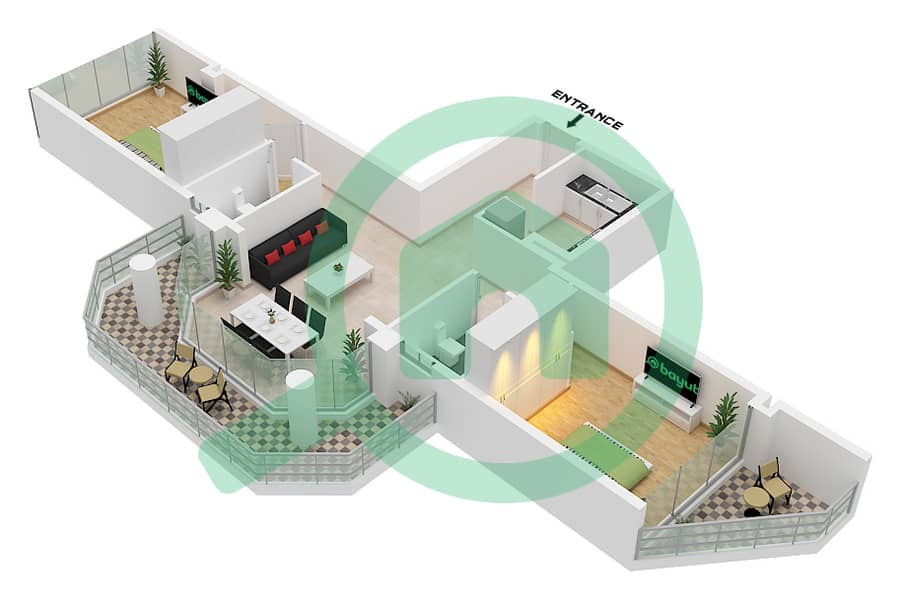 Marina Park - 2 Bedroom Apartment Type A Floor plan Type A interactive3D