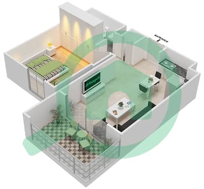 Zahra Apartments 1B - 1 Bed Apartments Unit 509,510,608,609,708,709 Floor plan