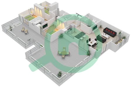 Zahra Apartments 1B - 3 Bed Apartments Unit 602,615 Floor plan
