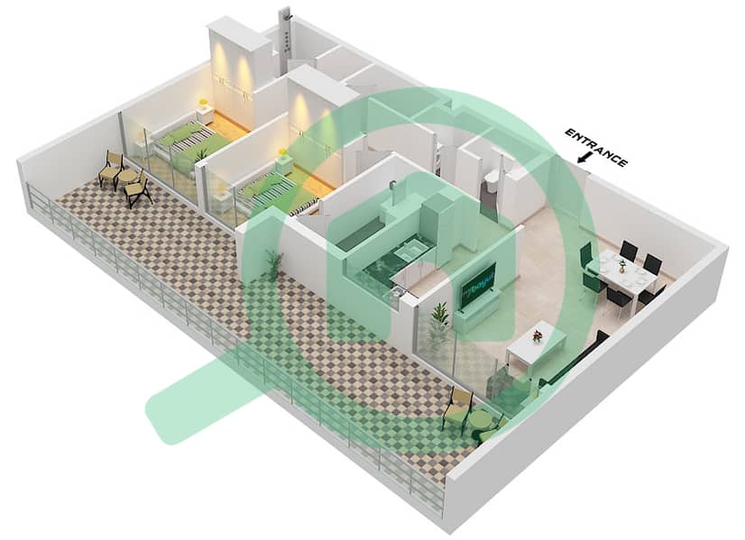 Type G Unit 4 Floor 4 La Residenza - 2 Bedroom Apartment Type/unit G / UNIT 4 FLOOR 4 Floor plan Type G Unit 4 Floor 4 interactive3D