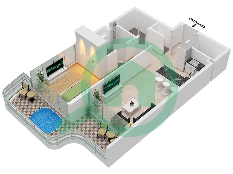 Unit 4 Floor 2 MAK I'Sola Bella - 1 Bedroom Apartment Unit 4 FLOOR 2 Floor plan Unit 4 Floor 2 interactive3D