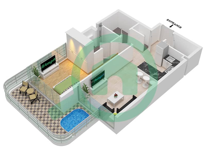 Unit 4 Floor 3,5,7,9,12,14,16 MAK I'Sola Bella - 1 Bedroom Apartment Unit 4 FLOOR 3,5,7,9,12,14,16 Floor plan Unit 4 Floor 3,5,7,9,12,14,16 interactive3D