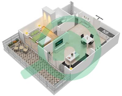 المخططات الطابقية لتصميم الوحدة 1,14,15 شقة 1 غرفة نوم - جويلز من دانوب