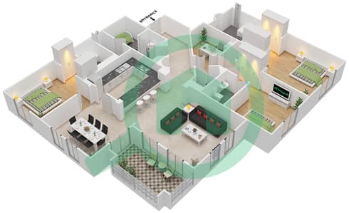 Reehan 6 - 3 Bed Apartments Unit 3 / Floor-4 Floor plan